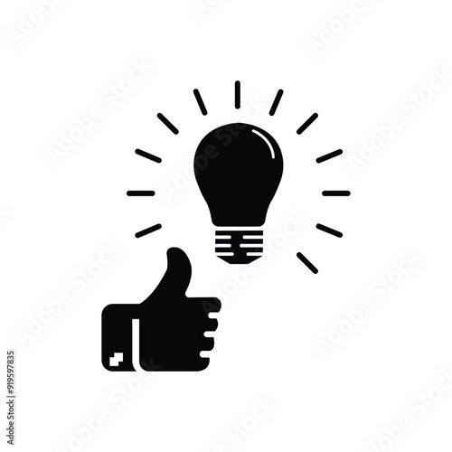 liked innovation icon, best idea, recommend, easy finger snap, positive feedback or recommend, creativity solution, flat vector illustration