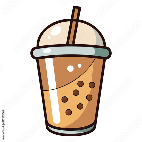 Illustration of milk tea bubble coffee 