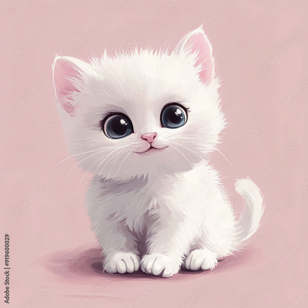 Adorable White Kitten with Big Blue Eyes. Adorable White Kitten with Big Blue Eyes.