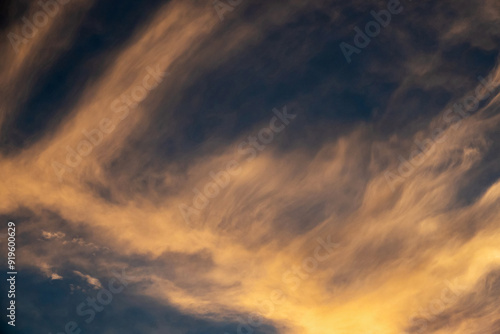 Abstract image created by the setting sun and clouds