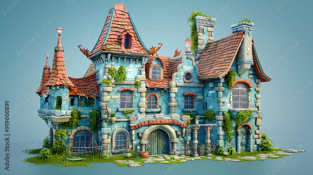 Obraz premium fantasy building, royal palace, 3d rendering, Generative AI