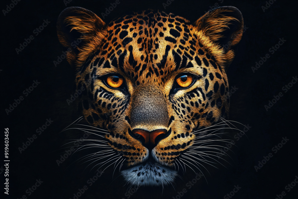 Leopard Portrait with Yellow Eyes. Leopard Portrait with Yellow Eyes.