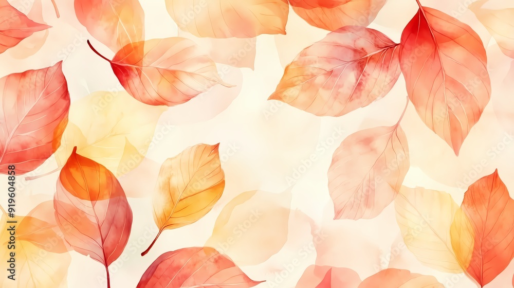 Abstract autumn leaves in soft watercolor tones, creating an elegant and harmonious wallpaper, fabric design. Abstract autumn leaves in soft watercolor tones, creating an elegant and harmonious wallpaper, fabric design.
