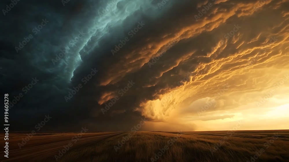 Stormy Sunset over a Field of Grass Stormy Sunset over a Field of Grass