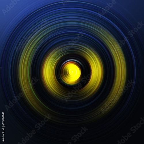 Colorful radial motion effect. Abstract rounded background. Color curves and sphere.