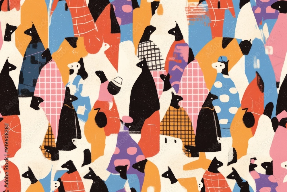 Cute abstract shapes of dogs, seamless pattern Cute abstract shapes of dogs, seamless pattern