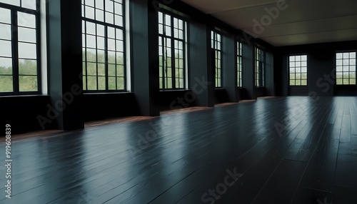 Empty black room windows 12