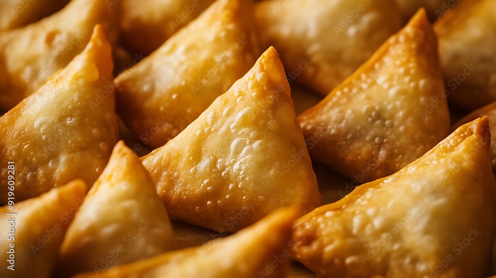 Close-up of Golden Brown Crispy Fried Samosas Close-up of Golden Brown Crispy Fried Samosas