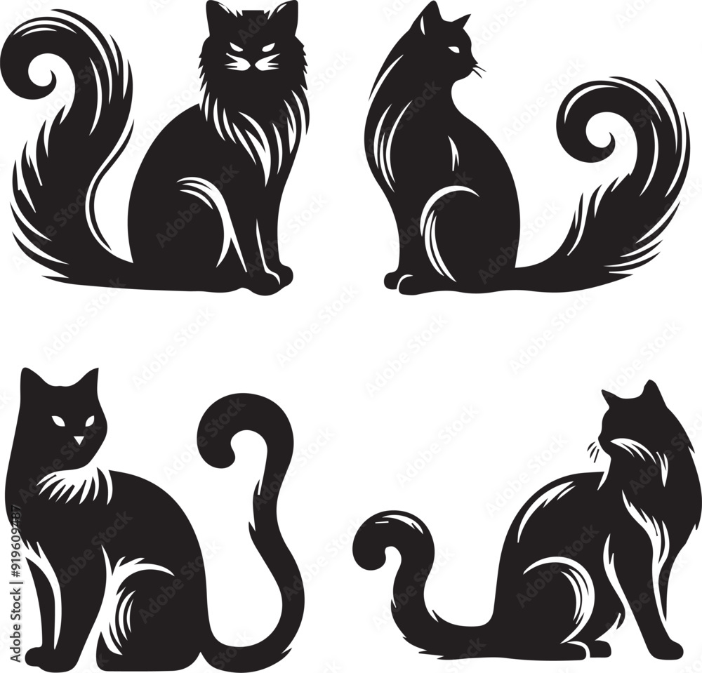 set of Cat collection vector silhouette set of Cat collection vector silhouette