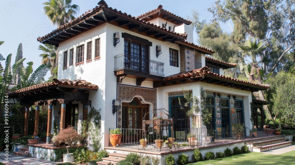 Explore the cultural diversity reflected in the architectural motifs of a multi-cultural house exterior. Explore the cultural diversity reflected in the architectural motifs of a multi-cultural house exterior.
