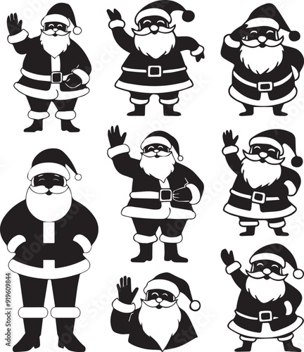 Funny Cartoon Santa Claus silhouette Illustration