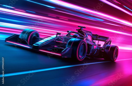 Race Car in Neon Lights.