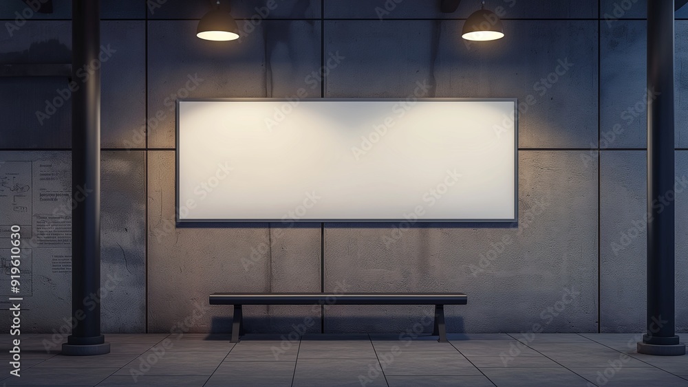 A mockup of an empty billboard against the backdrop of a concrete wall in the city center A mockup of an empty billboard against the backdrop of a concrete wall in the city center