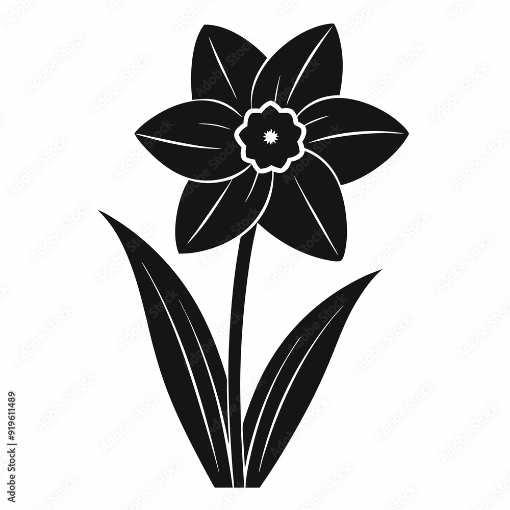 Daffodil Black silhouette Daffodil Black silhouette