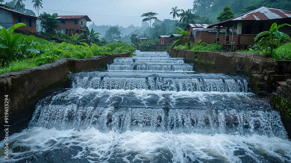 Water Cascading Down a Series of Steps Water Cascading Down a Series of Steps