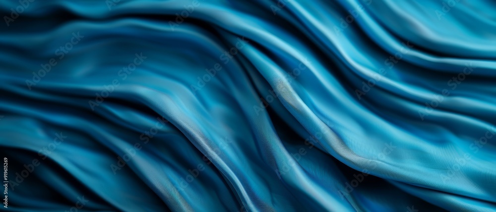 Obraz premium A tight shot of a blue fabric, showcasing undulating patterns at its upper and lower edges