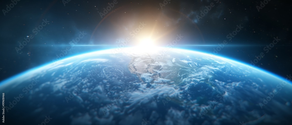 Sun ascending horizon, Earth in foreground Sun ascending horizon, Earth in foreground
