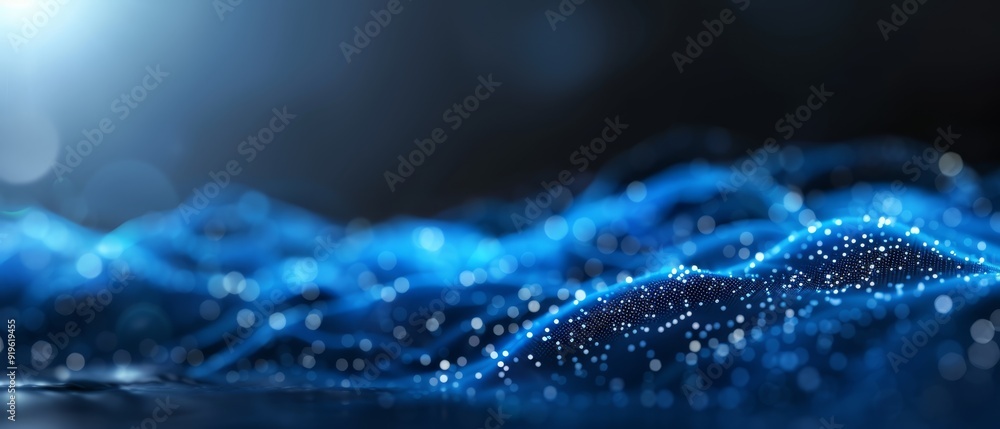 A blue abstract backdrop with a focused foreground leaf image and a blurred background leaf overlay A blue abstract backdrop with a focused foreground leaf image and a blurred background leaf overlay