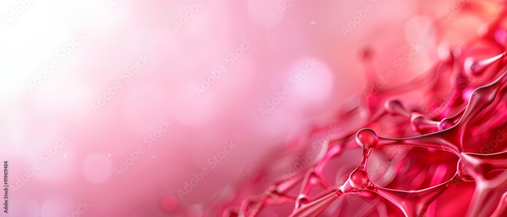 A pink background with a blurred foreground image of a leafy plant A pink background with a blurred foreground image of a leafy plant