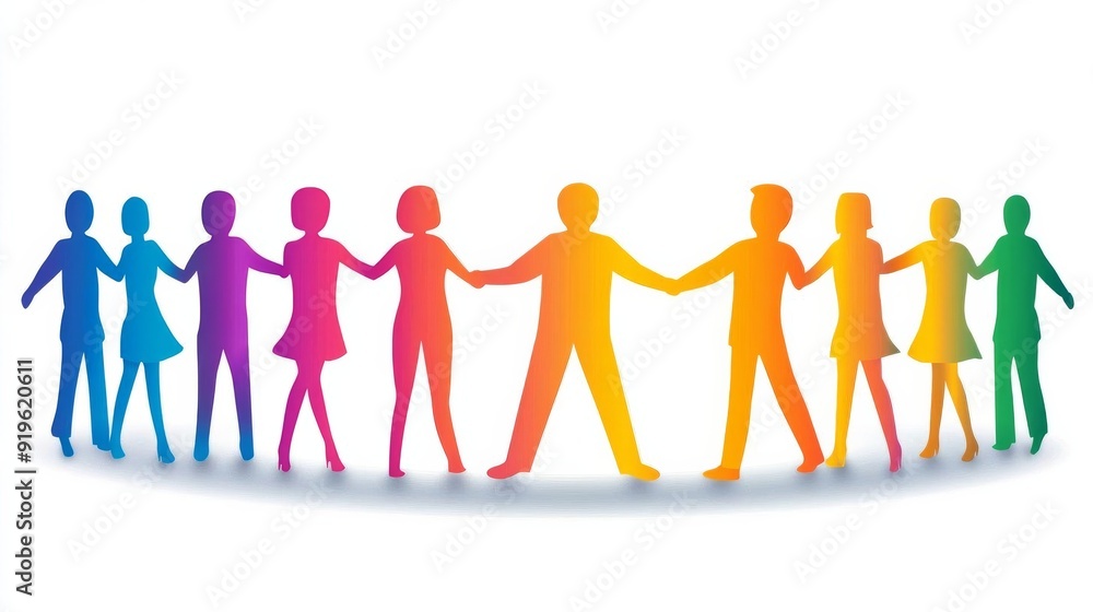Supportive leadership and team circle, vector image, high saturation colors, isolated on white background. Supportive leadership and team circle, vector image, high saturation colors, isolated on white background.