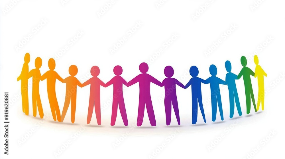 Team unity with leader in a nurturing circle, vector design, vibrant tones, white background Team unity with leader in a nurturing circle, vector design, vibrant tones, white background
