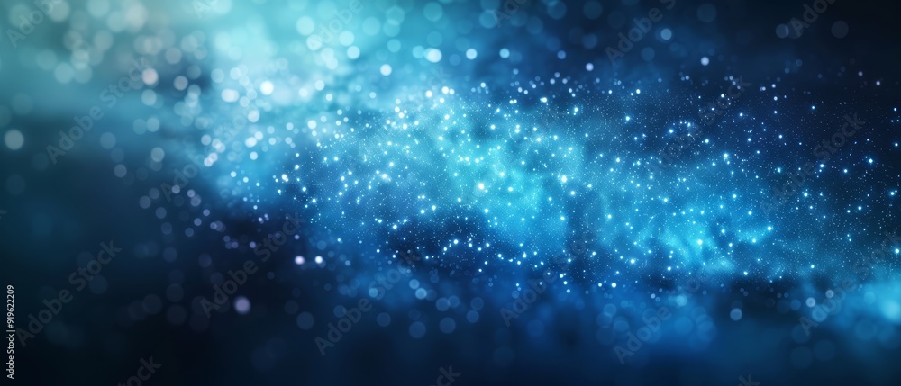 Obraz premium Two separate images, each depicting a blue and black background One side features stars against the backdrop Both sides exhibit a blur effect