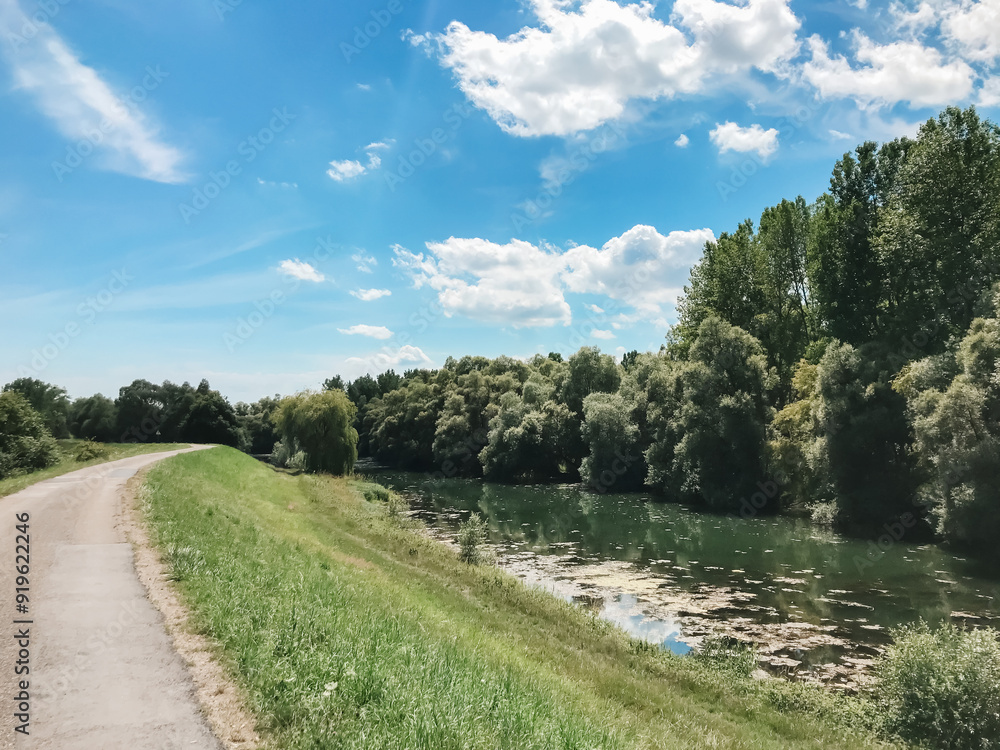 A road with a river running alongside it A road with a river running alongside it