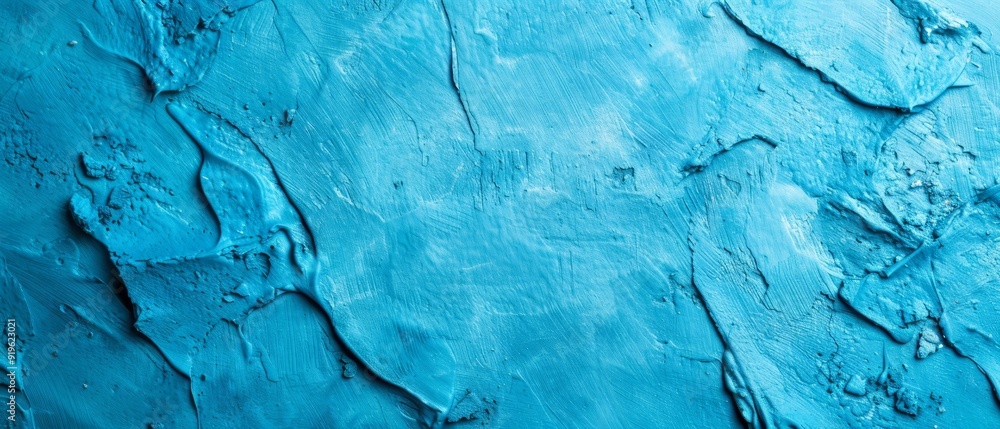 A tight shot of a blue wall with smeared paint and a central black object A tight shot of a blue wall with smeared paint and a central black object