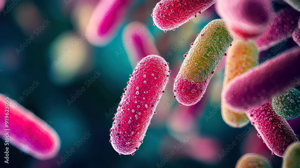 Microscopic View of Vibrant Multicolored Bacteria in Detailed Close-up Macro Imagery Microscopic View of Vibrant Multicolored Bacteria in Detailed Close-up Macro Imagery