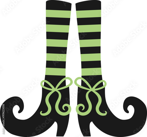 Witch Feet, Witch Legs Curled Shoes Vector Graphic