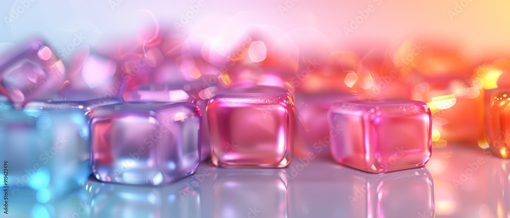 Multicolored cubes arranged on a white table Nearby, a yellow-pink wall Multicolored cubes arranged on a white table Nearby, a yellow-pink wall