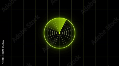 Technology radar screen lime green animation. abstract beautiful technology a grid simple background. photo