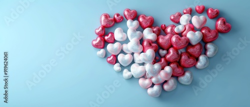 Wallpaper Mural  A heart-shaped arrangement of candy hearts against a blue backdrop with ample blank space in the center of the image Torontodigital.ca