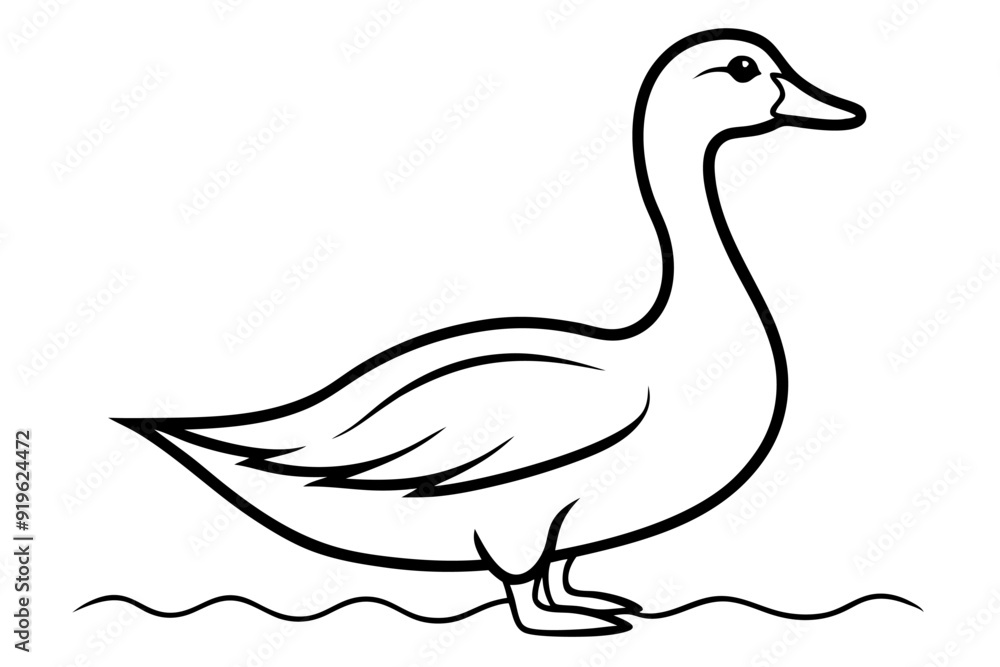 Goose with Water Ripples High Quality Realistic Vector Illustration, Cartoons, Clipart And Line Art Design, Realistic vector goose with water ripples, perfect for cartoons, clipart, and line art desig