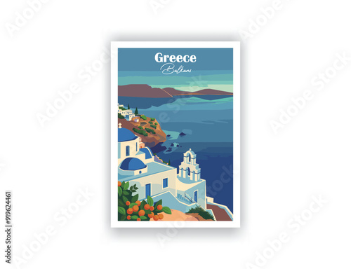 Greece - Vintage travel poster. Vector illustration. High quality prints
