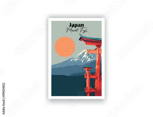 Japan, Mount Fuji - Vintage travel poster. Vector illustration. High quality prints