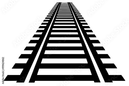 Parallel Train Tracks Vector Illustration on White Background Clipart And Line Art Design, Vector of parallel train tracks on white background, ideal for clipart, line art, and design use
