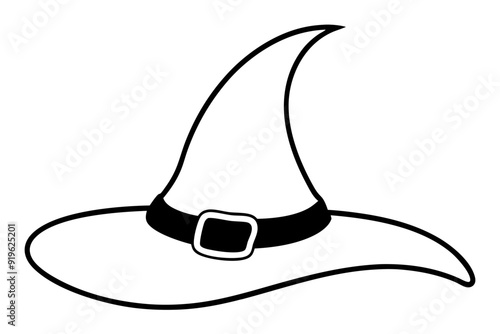 Witches Hat Small Tattoo Silhouette Vector Illustration, Clipart, and Line Art Design, Witches hat silhouette perfect for small tattoo designs, vector illustrations, and clipart.