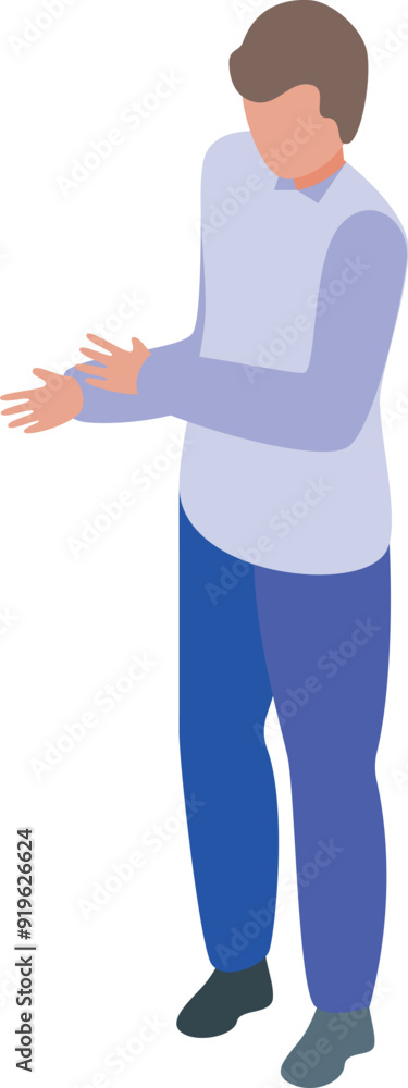 Businessman wearing a shirt and tie is gesturing with his hands while making a point during a meeting Businessman wearing a shirt and tie is gesturing with his hands while making a point during a meeting