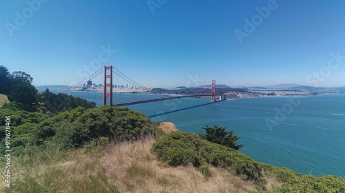 Wallpaper Mural Golden Gate Bridge viewed from the Sausalito side, with the bridge arching over the bay and the San Francisco skyline in the background. Torontodigital.ca