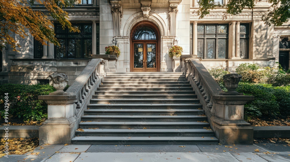 The grand steps and entrance of a historic government building with traditional design elements, The grand steps and entrance of a historic government building with traditional design elements,