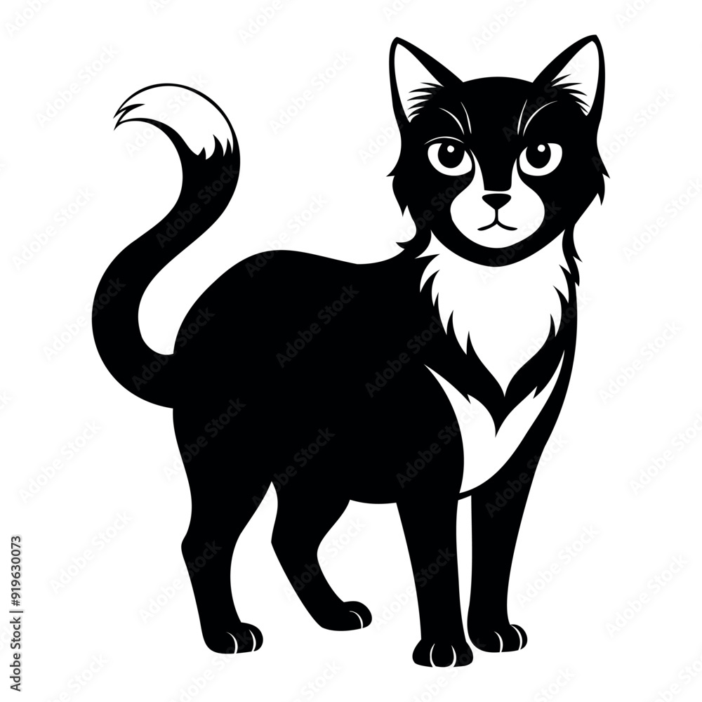 Cute Cat cartoon silhouette Vector Illustration isolated on a white background Cute Cat cartoon silhouette Vector Illustration isolated on a white background