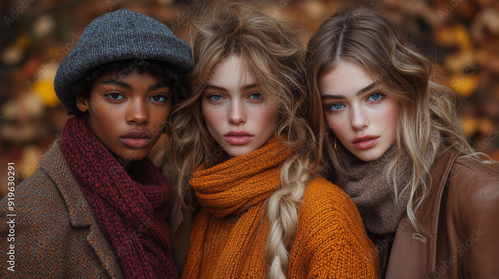 Trendy Trio in Autumn Fashion with Hats
Trendy Trio in Autumn Fashion with Hats