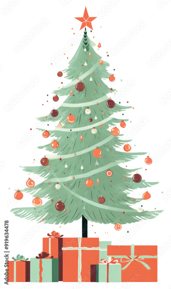 Fototapeta premium PNG Festive Christmas tree illustration