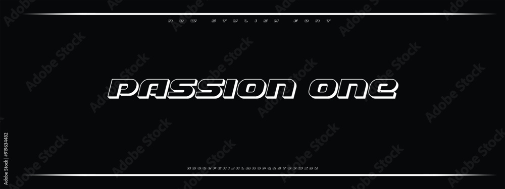 Fototapeta premium PASSION ONE, Sports minimal tech font letter set. Luxury vector typeface for company.