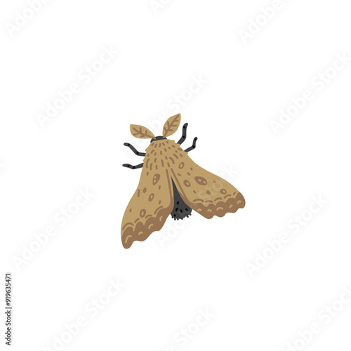 Esoteric moth symbol, vector illustration in flat style.