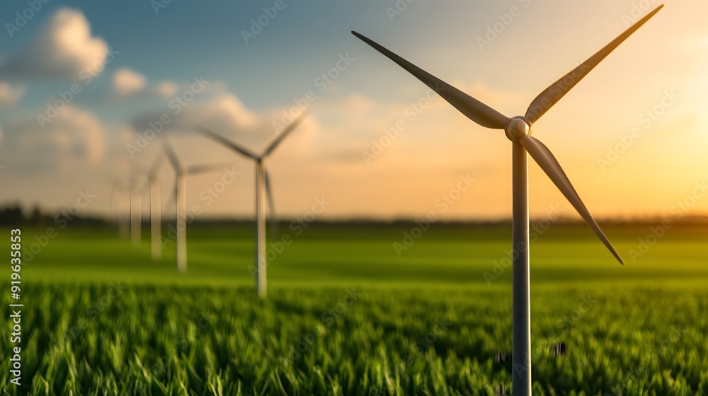 Wind turbine on an agricultural farm, combining renewable energy with farming practices Wind turbine on an agricultural farm, combining renewable energy with farming practices