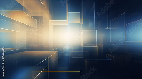 blue gold square 3d square technology background.