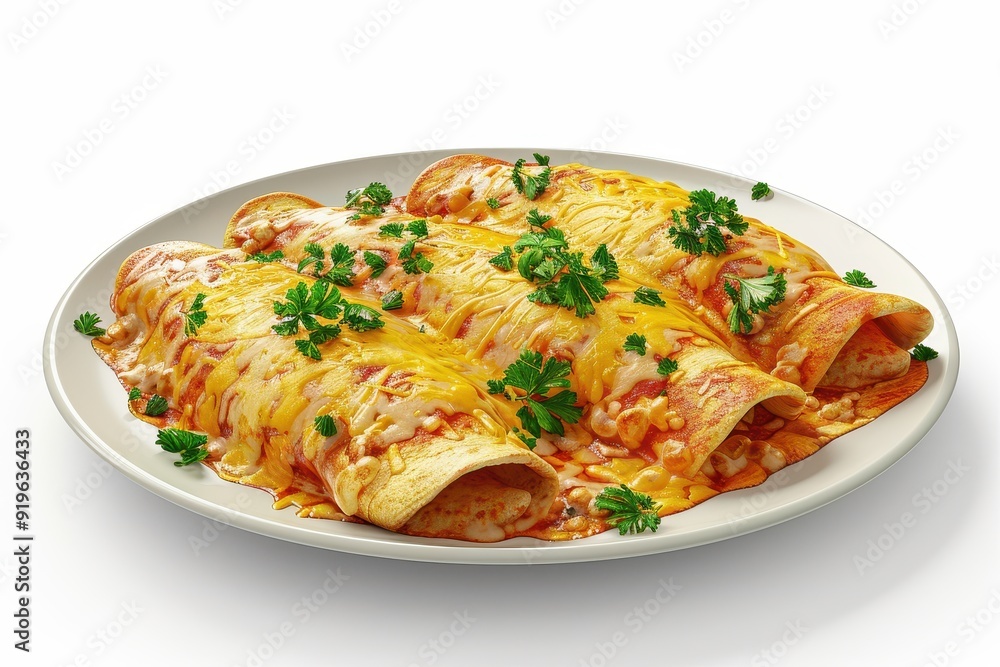 Enchiladas on a plate in the white background Enchiladas on a plate in the white background