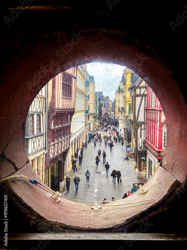 ROUEN, NORMANDIE, FRANCE - 2023: historic center, Great-Clock street, 